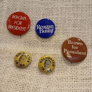 Vintage Lot Of 5 Political Campaign Buttons